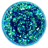 Blue green color shift polyester glitter for art, body, nails and more - PDB Creative Studio