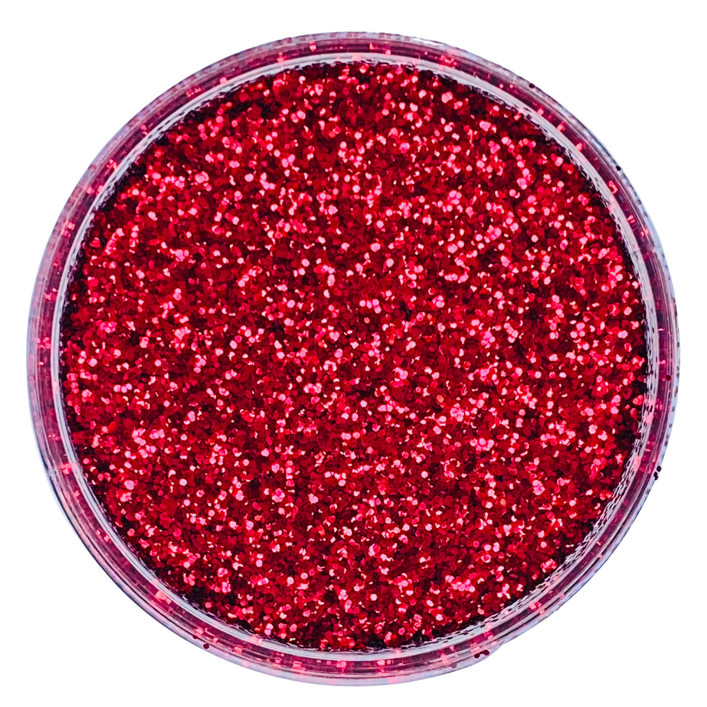 Red polyester glitter for art, body, nails and more - PDB Creative Studio