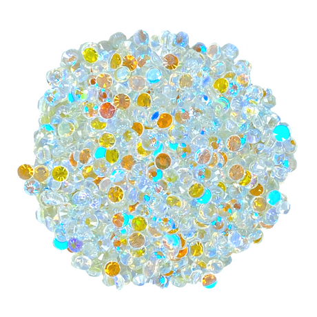 POLAR LIGHT CLEAR - TRANSPARENT AB YELLOW BLUE Glam Glass® flatback, non hotfix rhinestones for art, body, nails and more - PDB Creative Studio