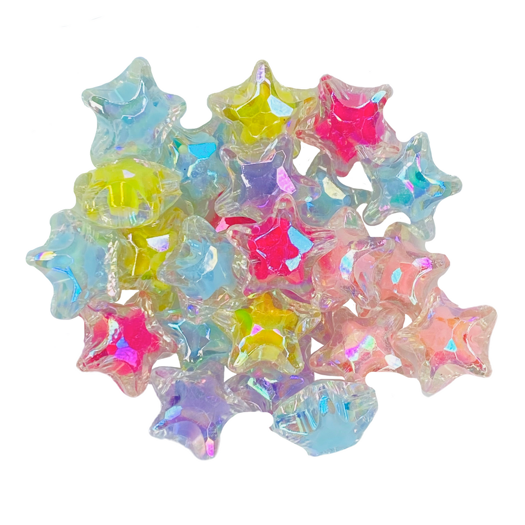 BUBBLE STAR 20MM SHAPED BEAD -  PINK, BLUE, PURPLE, YELLOW STAR SHAPED ACRYLIC BEAD for bracelets, jewelry making, crafts, and more - PDB Creative Studio