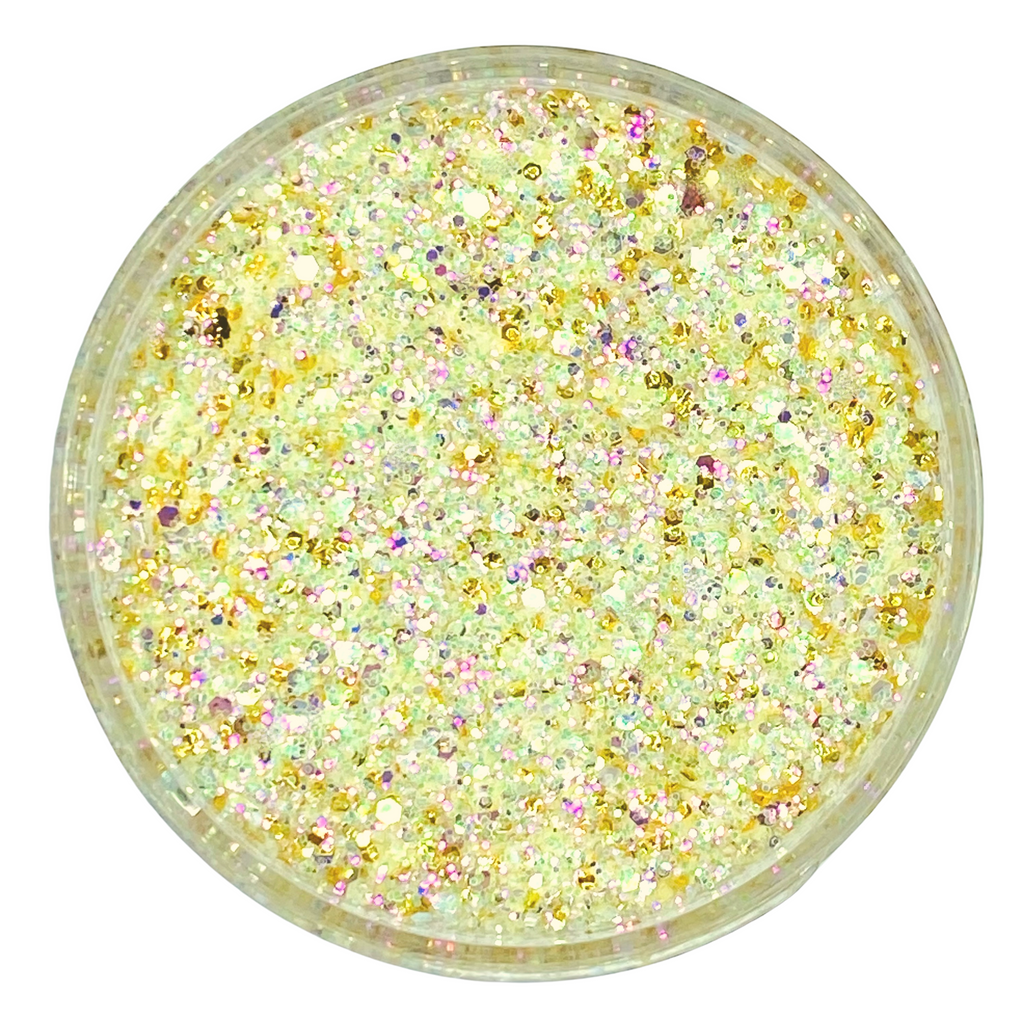 Yellow Gold opal custom glitter mix for art, body, nails / PDB Creative Studio
