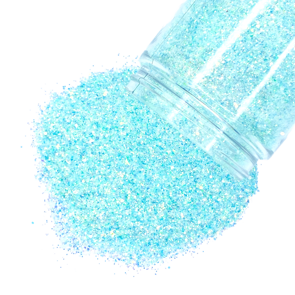 Pastel blue green custom multi-size glitter mix for art, body, nails and more - PDB Creative Studio