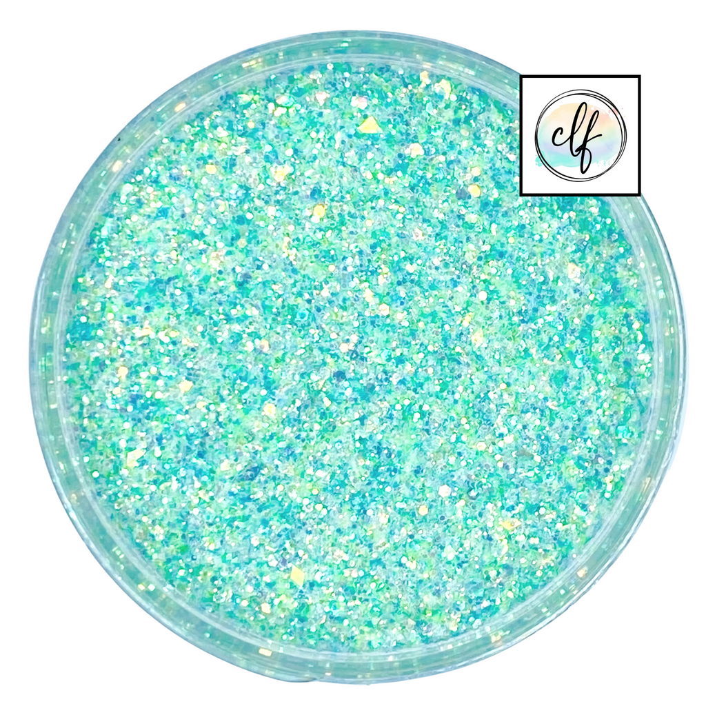 Pastel blue green with gold custom glitter mix for art, body, nails and more - PDB Creative Studio
