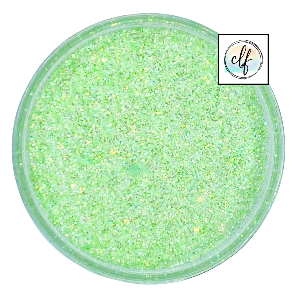 Lime pastel green with gold custom glitter mix for art, body, nails and more - PDB Creative Studio