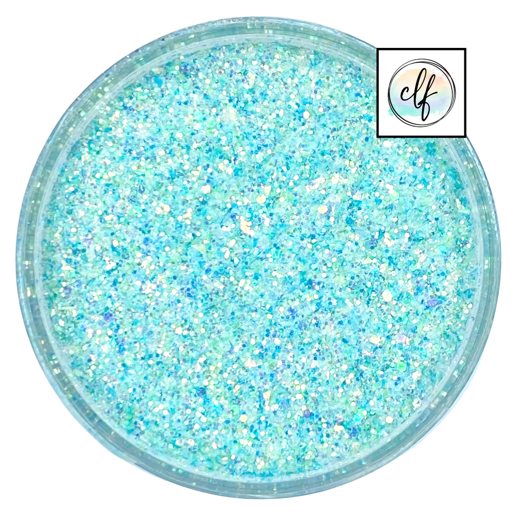 Pastel blue green custom multi-size glitter mix for art, body, nails and more - PDB Creative Studio