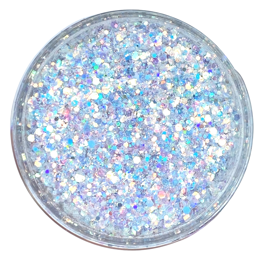 Silver opal custom glitter mix for art, body, nails and more - PDB Creative Studio