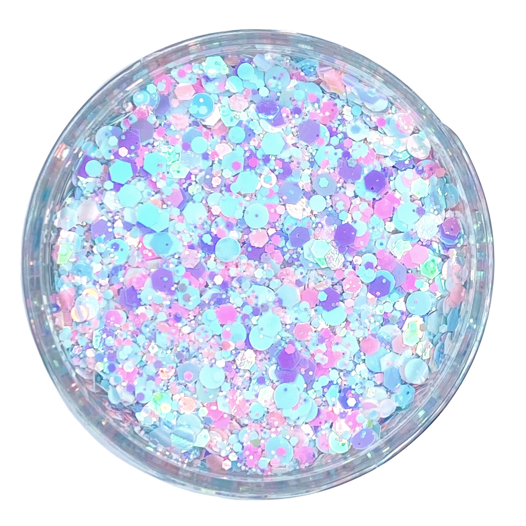 Pastel blue pink purple glitter mix for art, body,nails and more - PDB Creative Studio