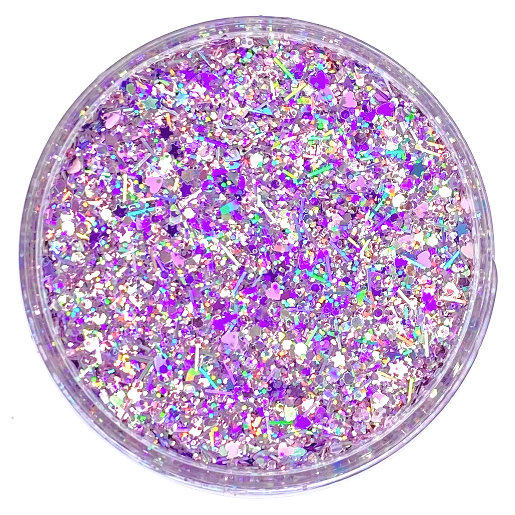 purple opal custom multi-size/shape glitter mix for art, body, nails and more - PDB Creative Studio