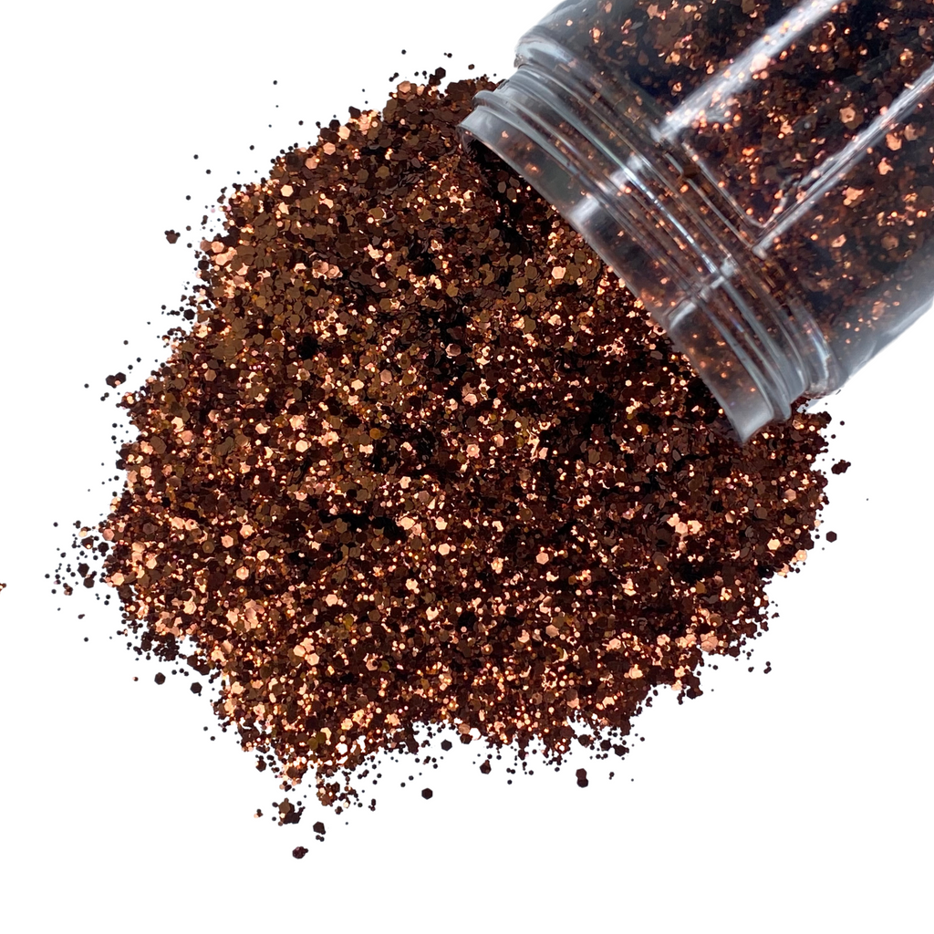 Coffee brown custom multi size glitter mix for art, nails, body and more - PDB Creative Studio