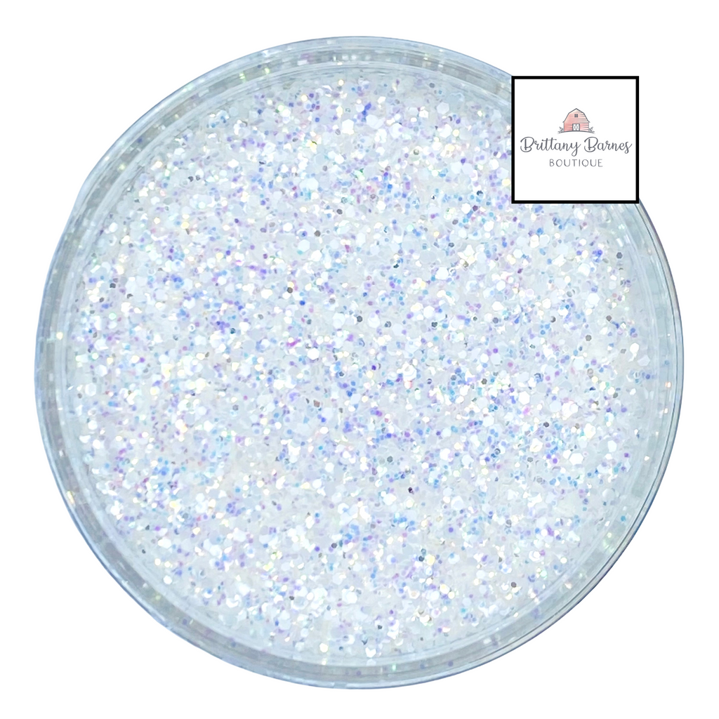 white opal polyester fine glitter for art, body, nails and more - PDB Creative Studio