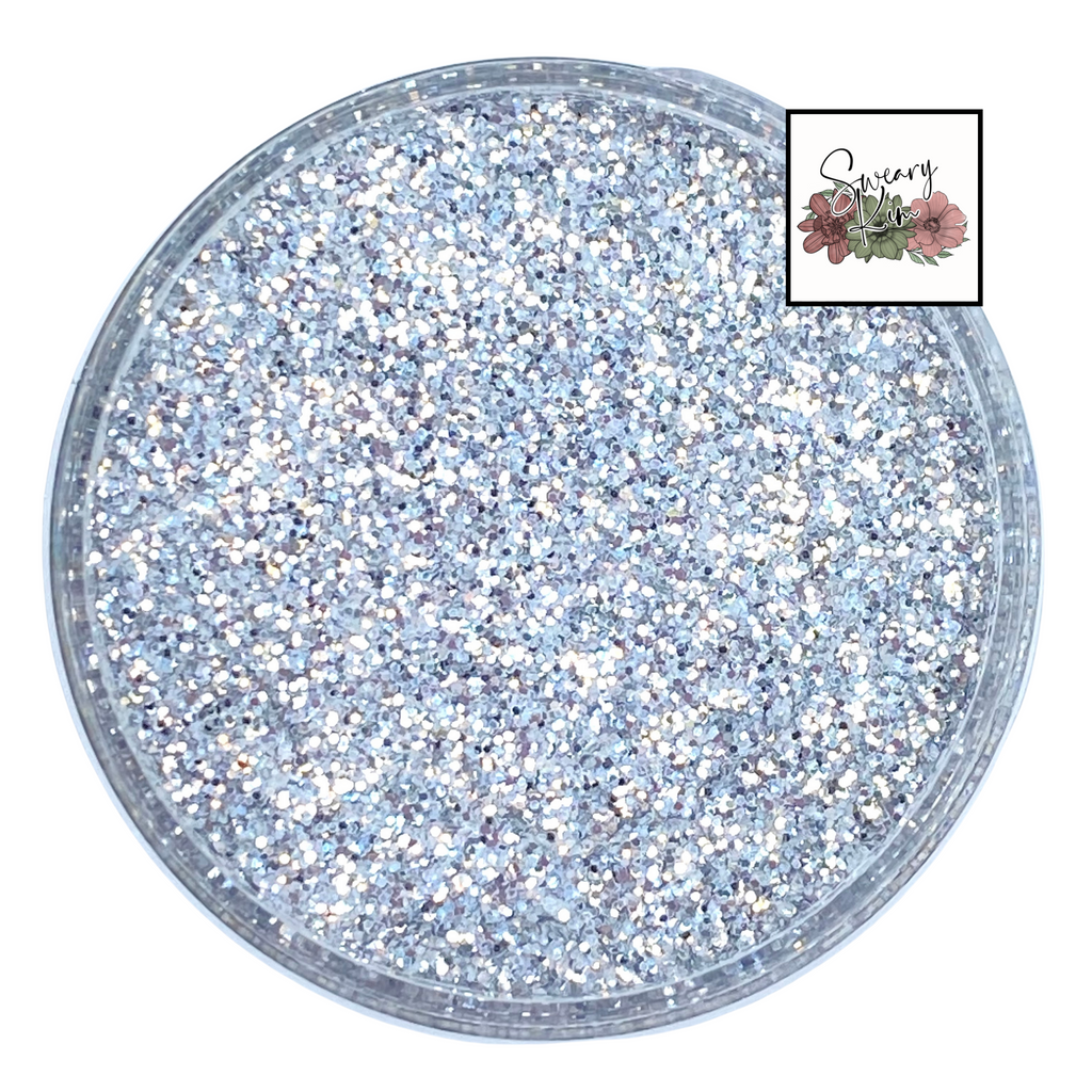 Silver fine polyester custom glitter mix for art, body, nails and more - PDB Creative Studio