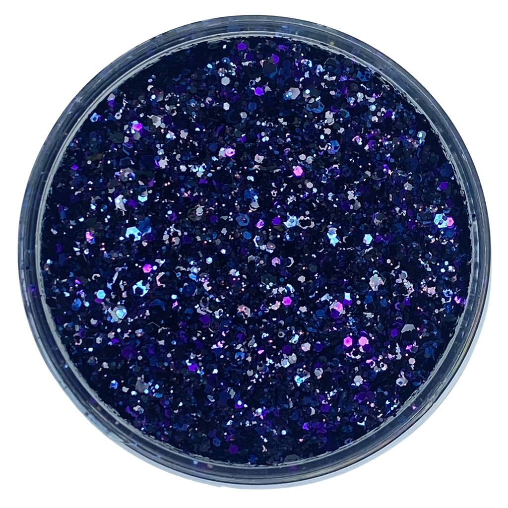 deep purple blue custom glitter mix for art, body, nails / PDB Creative Studio