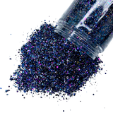 black multi colored custom multi-size/shape glitter for art, body, nails and more - PDB Creative Studio