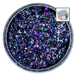 black multi colored custom multi-size/shape glitter for art, body, nails and more - PDB Creative Studio