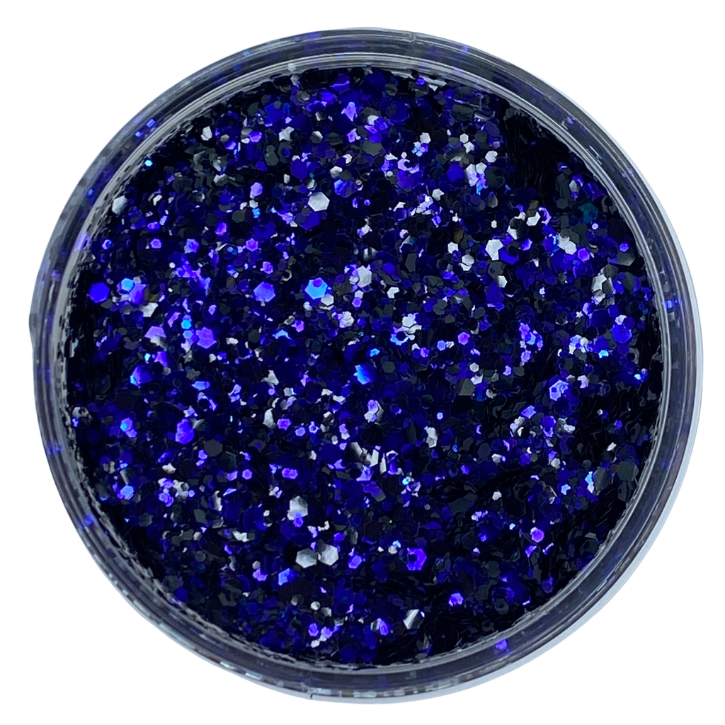 Deep blue black color shift polyester glitter for art, body, nails and more - PDB Creative Studio