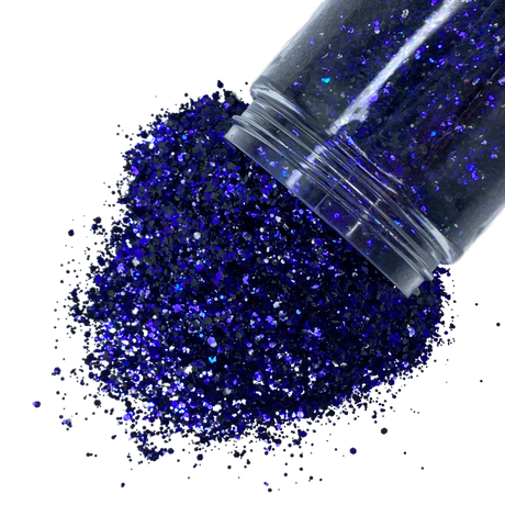 Deep blue black color shift polyester glitter for art, body, nails and more - PDB Creative Studio