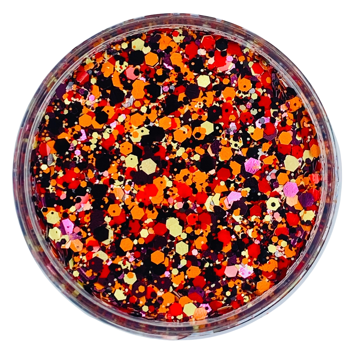 orange red black custom glitter mix for art, body, nails and more - PDB Creative Studio