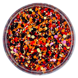 orange red black custom glitter mix for art, body, nails and more - PDB Creative Studio