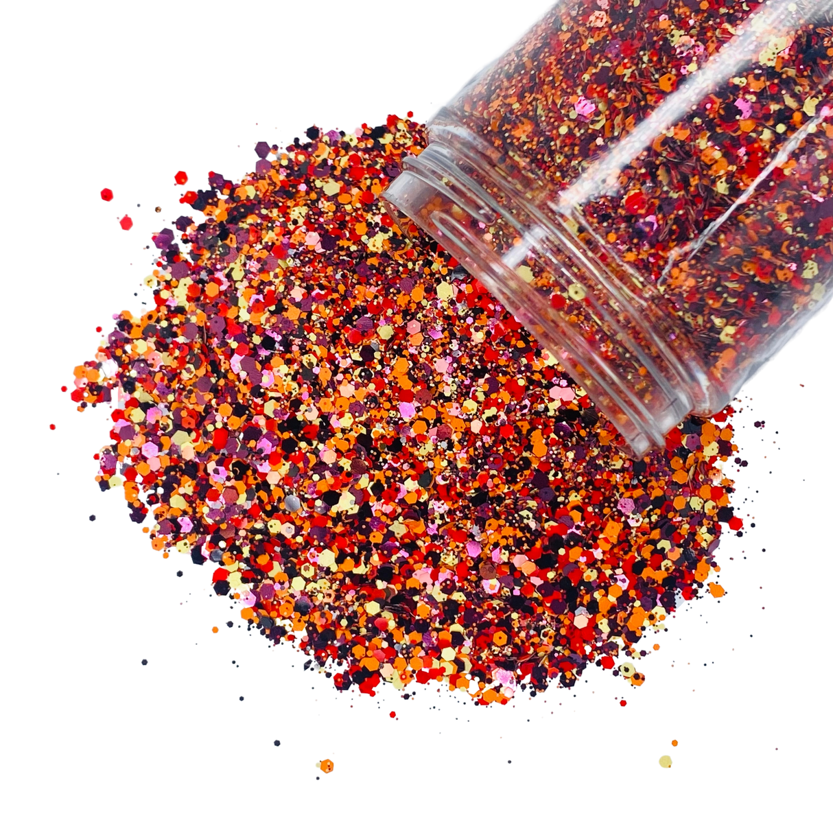 orange red black custom glitter mix for art, body, nails and more - PDB Creative Studio