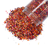 orange red black custom glitter mix for art, body, nails and more - PDB Creative Studio
