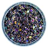 Black Holographic custom multi-size/shape glitter mix for art, body, nails and more - PDB Creative Studio