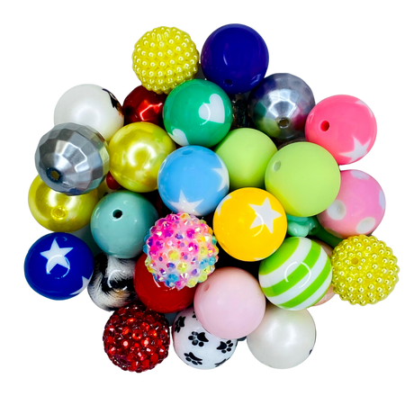 20MM BUBBLEGUM BEAD GRAB BAG -ASSORTED COLOR AND STYLE BEADS for bracelets, jewelry making, crafts, and more - PDB Creative Studio