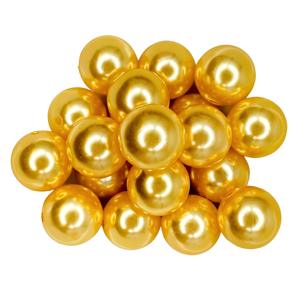 GOLD PEARL 20MM BUBBLEGUM BEAD - GOLD PEARL COATED ACRYLIC BEAD for bracelets, jewelry making, crafts, and more - PDB Creative Studio