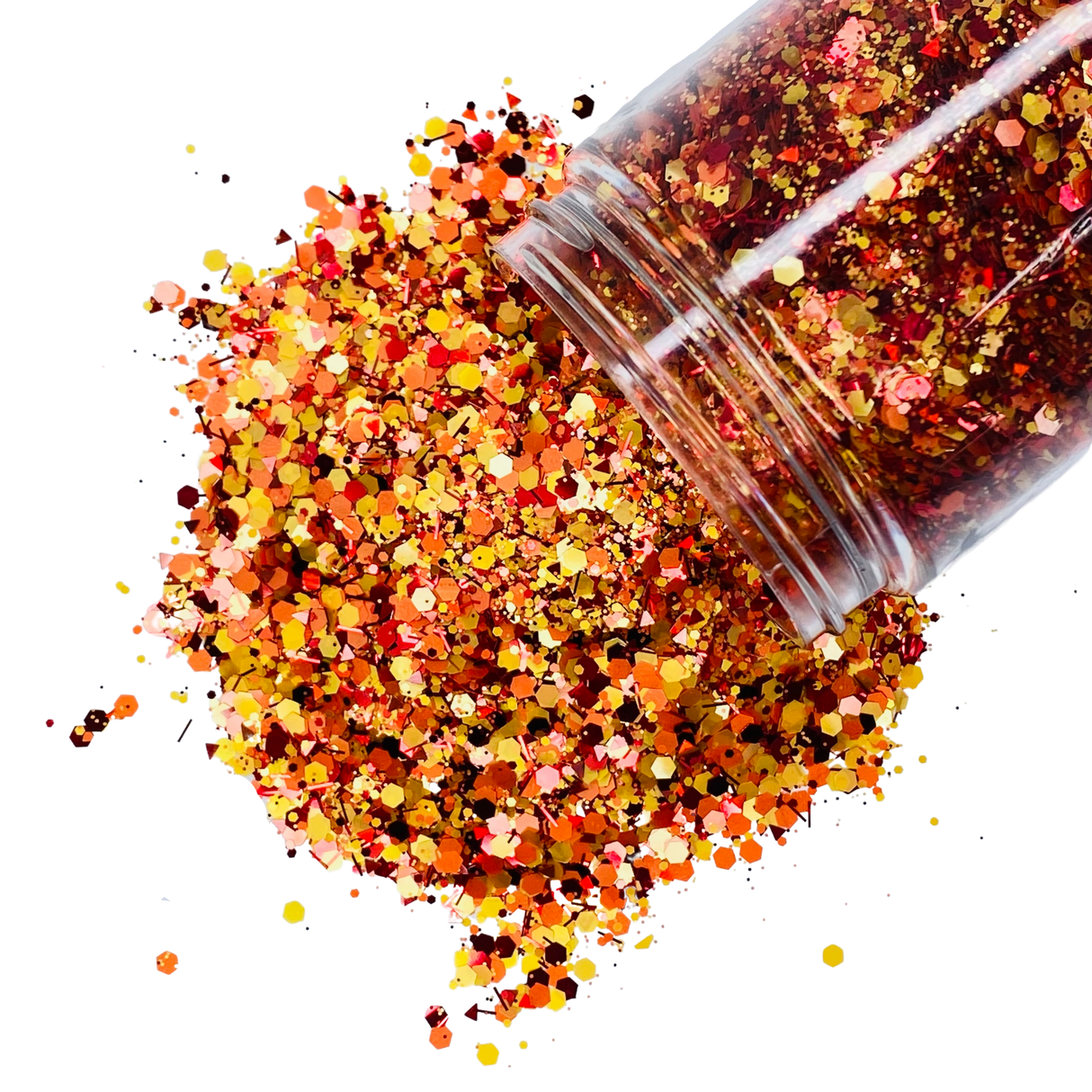 orange red yellow glitter mix for art, body, nails and more - PDB Creative Studio