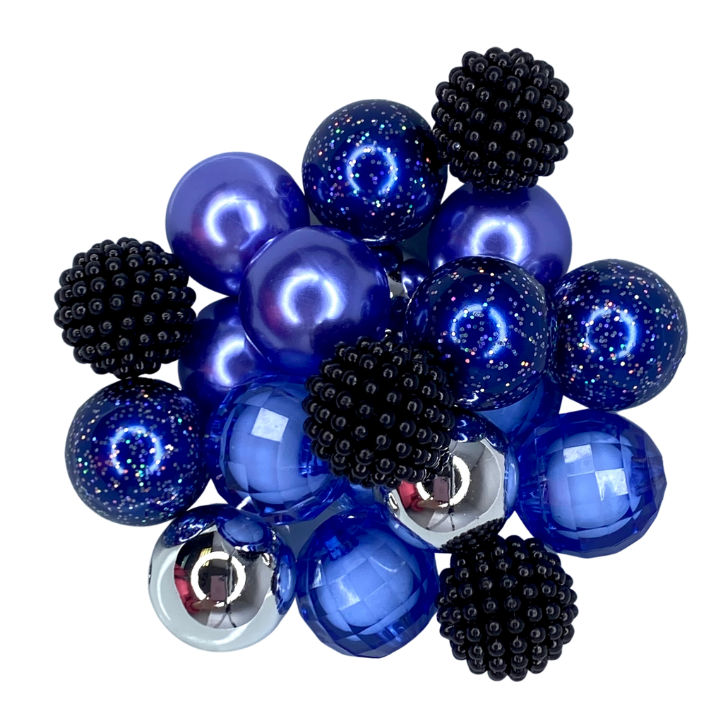 BLUE/BLACK BUBBLEGUM BEAD MIX -  BLUE AND BLACK CUSTOM ASSORTED ACRYLIC BEAD MIX for bracelets, jewelry making, crafts, and more - PDB Creative Studio