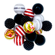 CRIME SCENE 20MM BUBBLEGUM BEAD MIX - BLACK, WHITE, RED TRUE CRIME TAPE CUSTOM ASSORTED ACRYLIC BEAD MIX for bracelets, jewelry making, crafts, and more - PDB Creative Studio