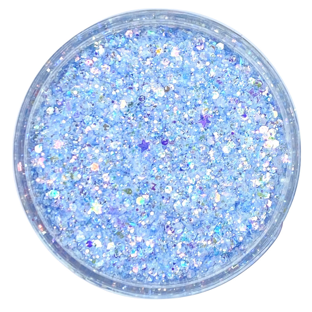 Light blue opal custom multi-size/shape glitter mix for art, body, nails and more - PDB Creative Studio