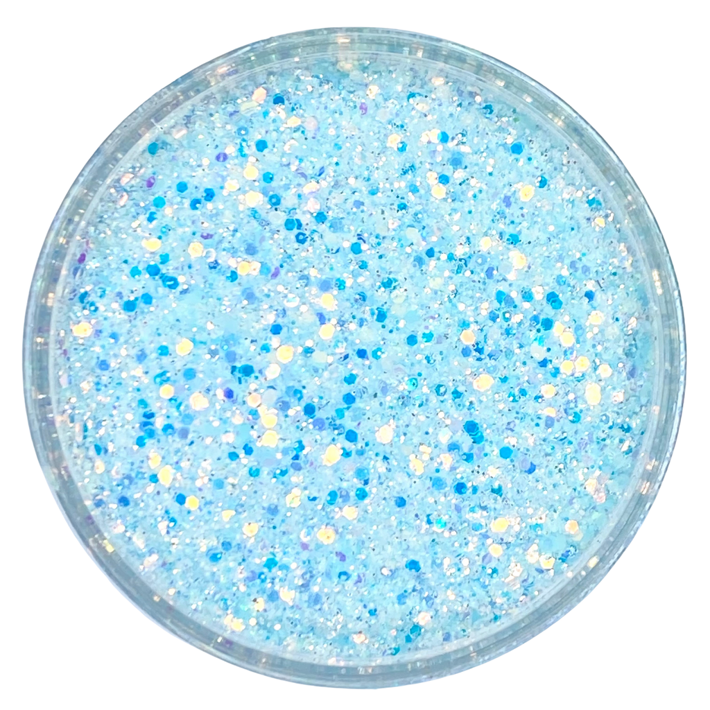 Pale blue with opal custom glitter mix for art, body, nails and more - PDB Creative Studio