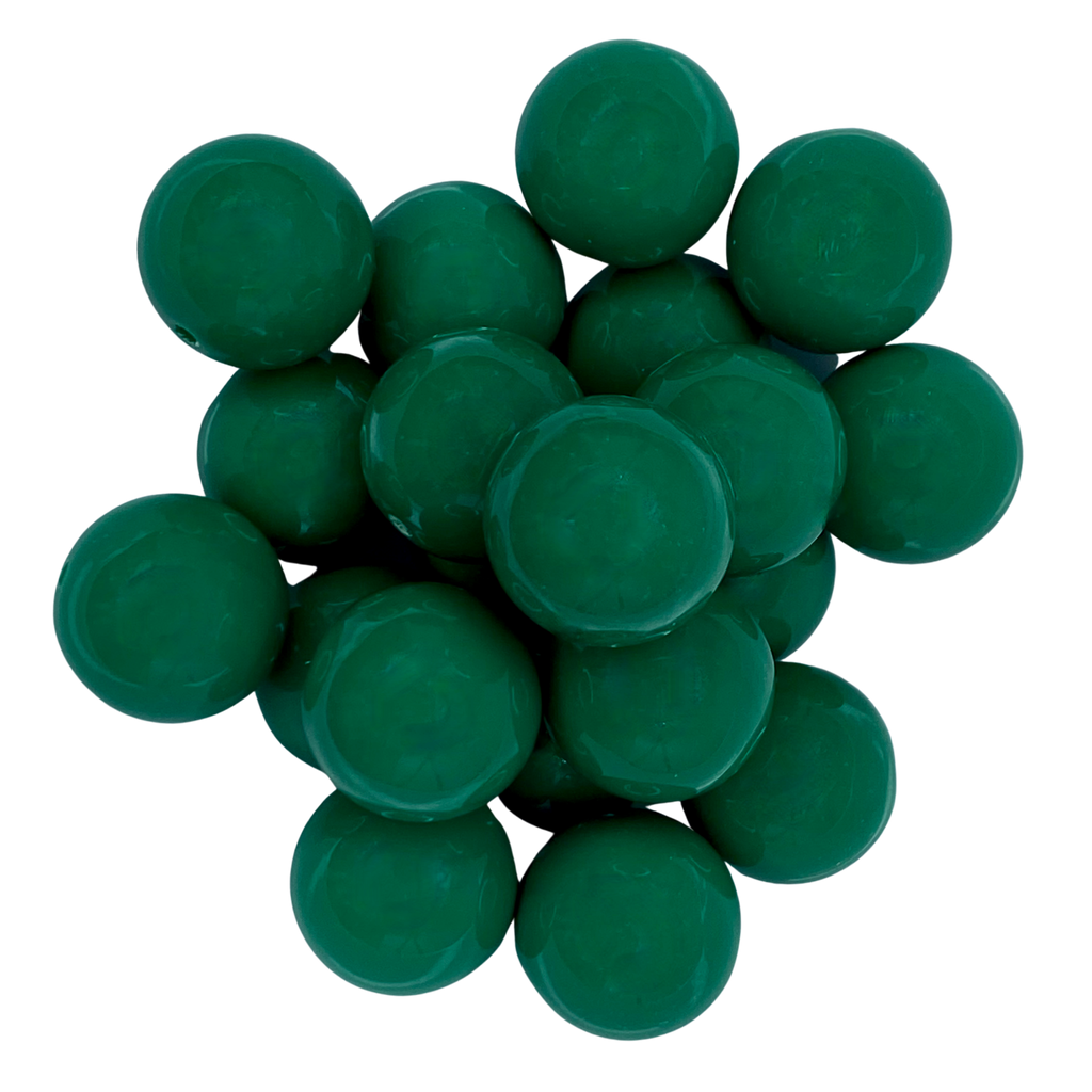 FOREST GREEN 20MM BUBBLEGUM BEAD - DARK GREEN ACRYLIC BEAD for bracelets, jewelry making, crafts, and more - PDB Creative Studio