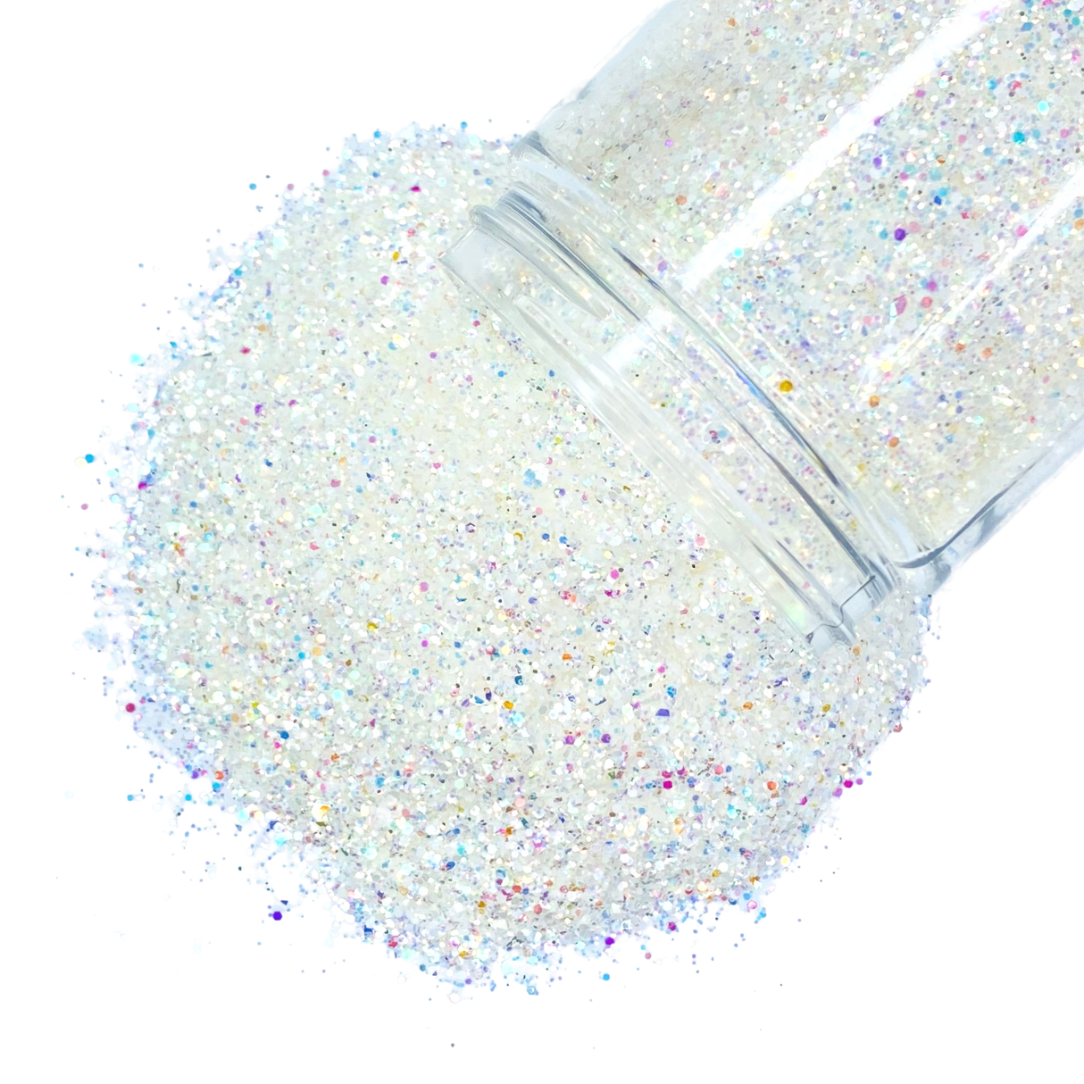 White opal custom multi-size glitter mix for art, body, nails and more - PDB Creative Studio