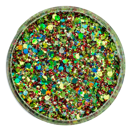 Green red custom chunky glitter mix / PDB Creative Studio for art, nails and projects