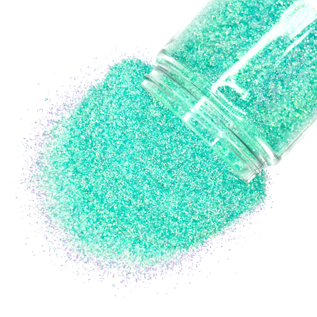 pastel blue green poly custom glitter mix for art, body, nails and more - PDB Creative Studio