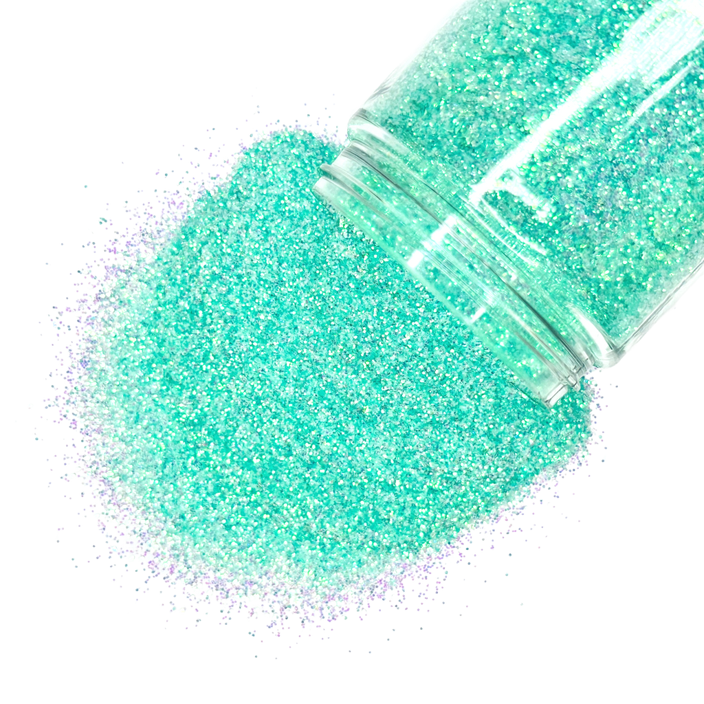 pastel blue green poly custom glitter mix for art, body, nails and more - PDB Creative Studio