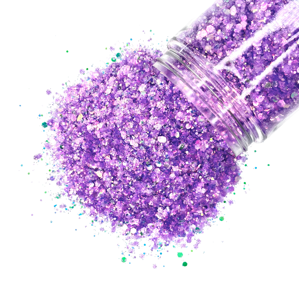 Purple custom glitter mix for body, art, nails / PDB Creative Studio
