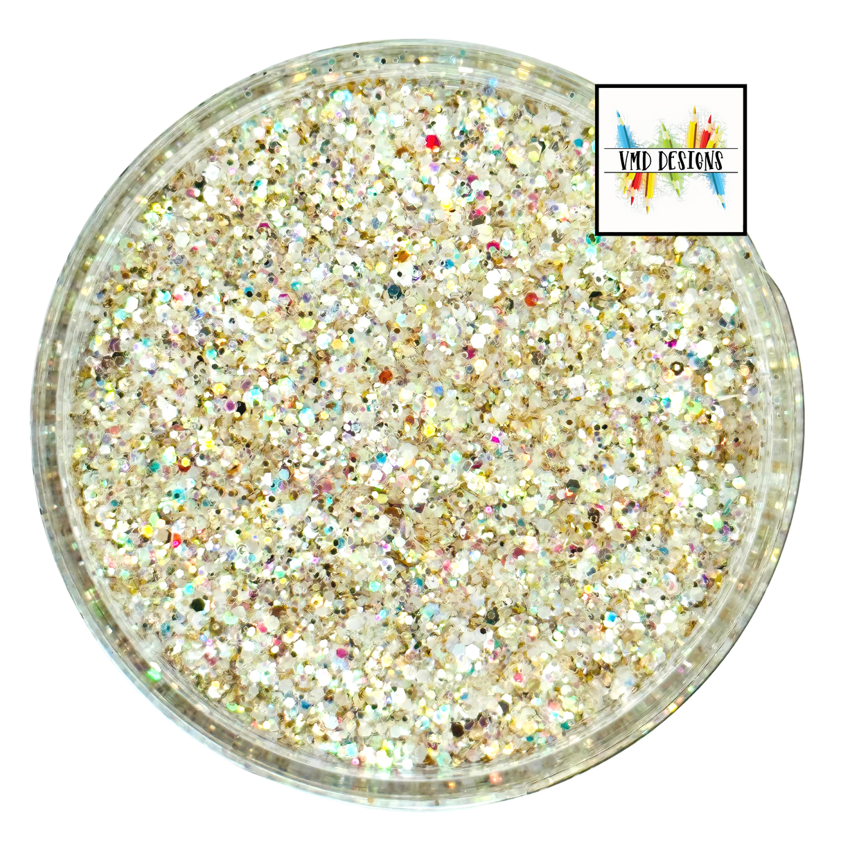 gold opal holographic custom multi-size glitter mix for art, body, nails and more - PDB Creative Studio