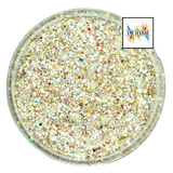 gold opal holographic custom multi-size glitter mix for art, body, nails and more - PDB Creative Studio