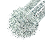 silver custom multi-size glitter mix for art, body, nails and more - PDB Creative Studio