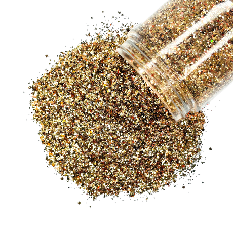 gold copper custom glitter mix for art, body, nails and more - PDB Creative Studio