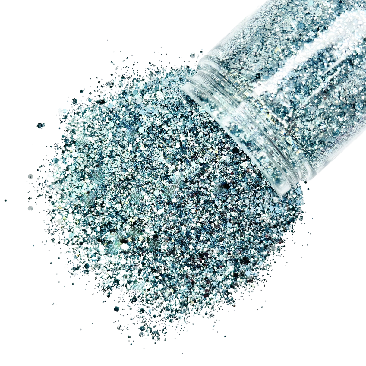 Grey blue silver custom glitter mix for art, body, nails and more - PDB Creative Studio