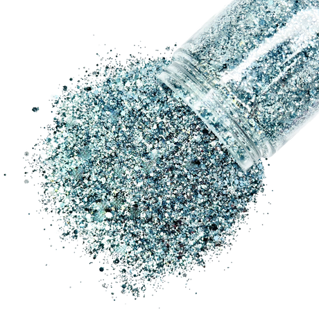 Grey blue silver custom glitter mix for art, body, nails and more - PDB Creative Studio