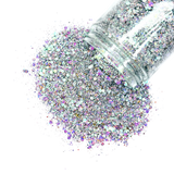 Silver holographic opal multi-size chunky custom glitter mix for art, body, nails and more - PDB Creative Studio