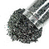 black silver holographic custom mix glitter for art, body, nails / PDB Creative Studio