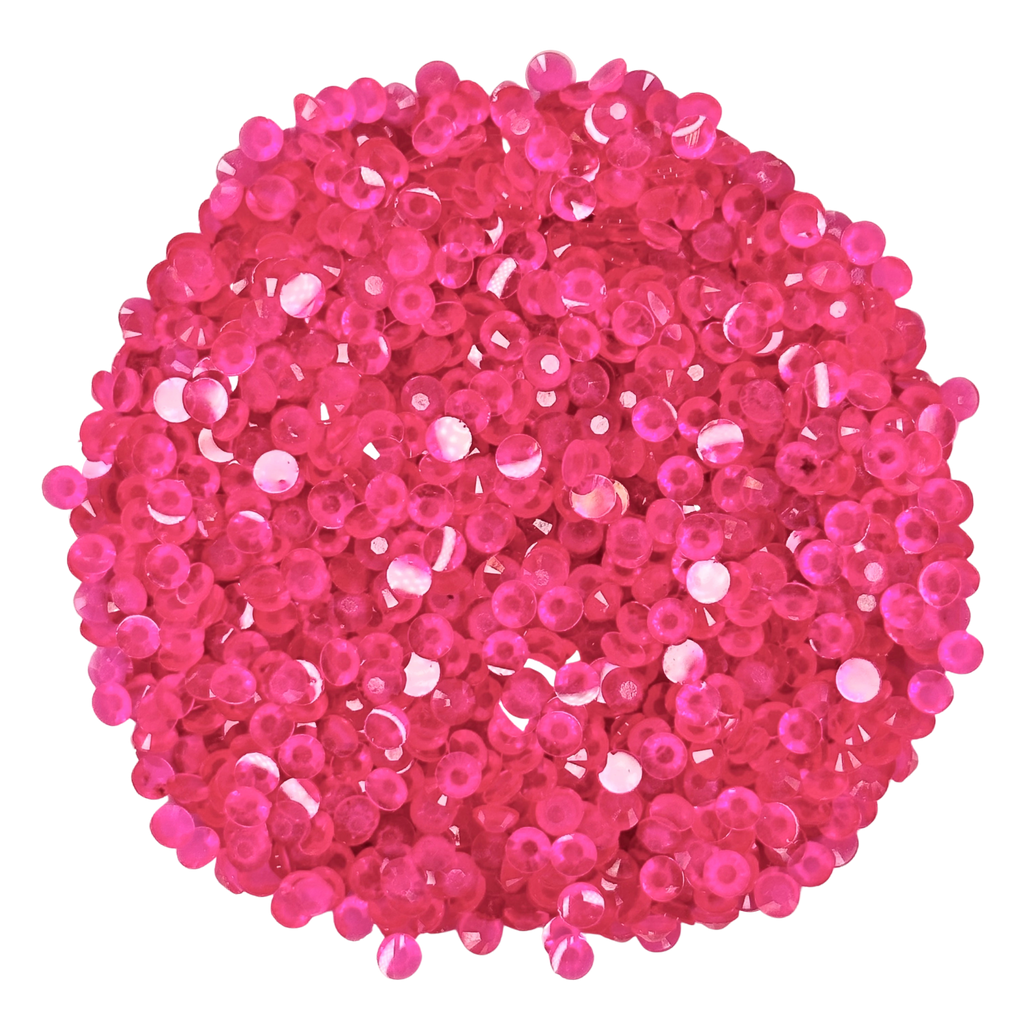 TRANSPARENT ROSE LUMINOUS GLOW CLEAR DARK PINK JELLY RESIN flat back, non hotfix rhinestones for art, body, nails and more - PDB Creative Studio