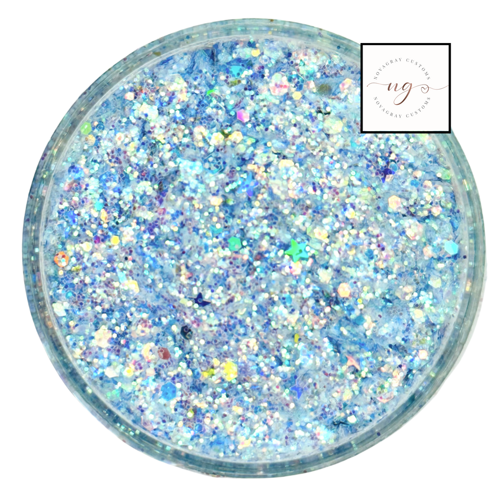 Light blue opal custom multi-size glitter mix for art, body, nails and more - PDB Creative Studio