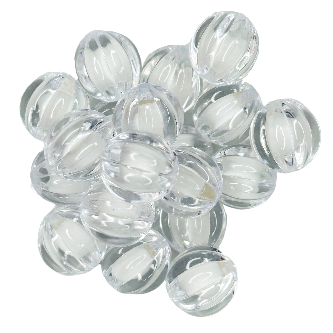 CLEAR DRAPE 20MM BUBBLEGUM BEAD - SCALLOPED CLEAR ACRYLIC BEAD for bracelets, jewelry making, crafts, and more - PDB Creative Studio