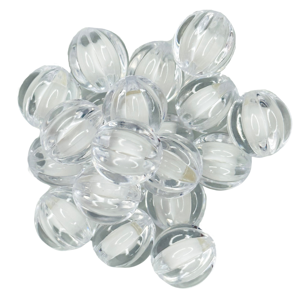 CLEAR DRAPE 20MM BUBBLEGUM BEAD - SCALLOPED CLEAR ACRYLIC BEAD for bracelets, jewelry making, crafts, and more - PDB Creative Studio